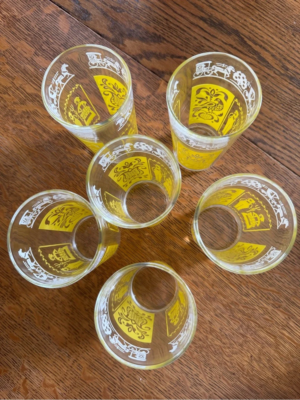 Bright Yellow Butter Print Patterned Glass Tumblers - Set of 6